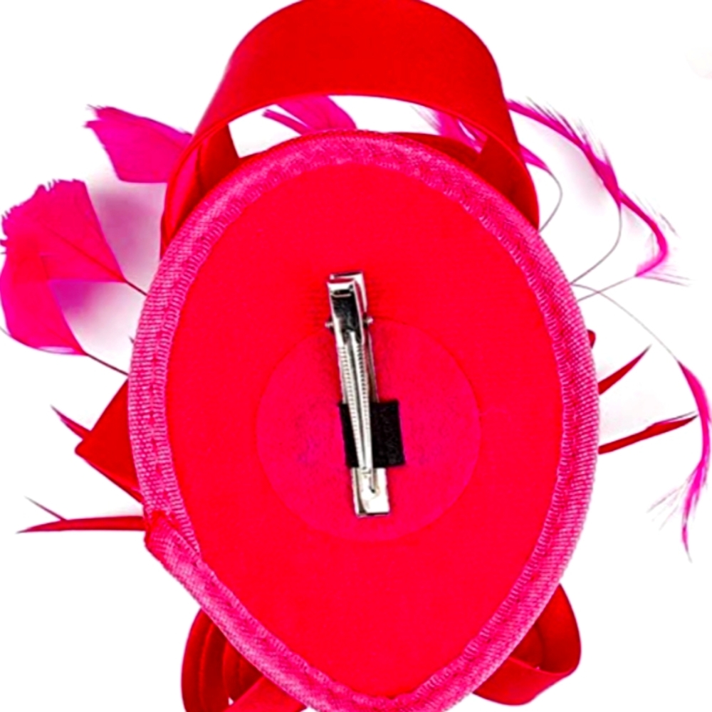 Red Headband and Clip Fascinator - Picture 3 of 5